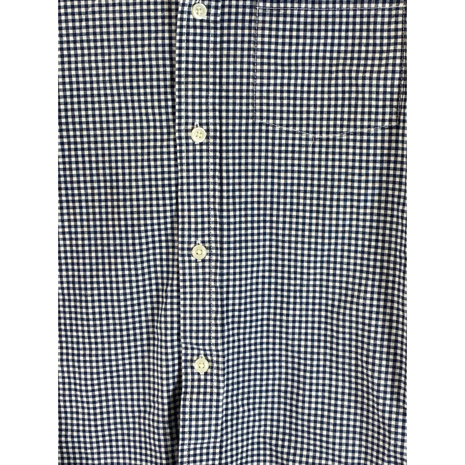 GOODFELLOW & CO Men's Navy/White Gingham Every Wear Slim-Fit Poplin Shirt SZ S