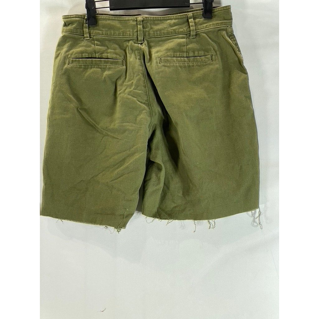 MADEWELL Women's Military Green Four-Pocket Raw-Hem Shorts SZ 28