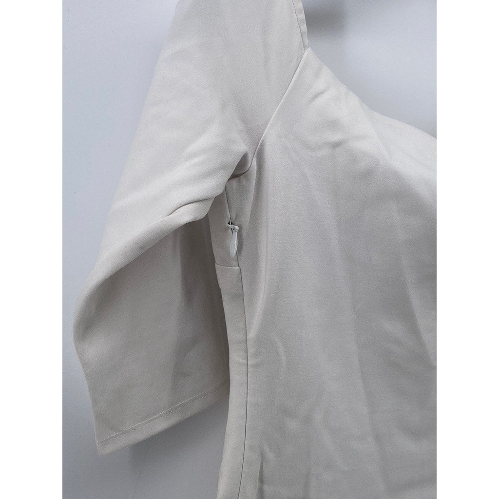 GUESS Women's White Square-Neck Short Sleeve Hook & Loop Bodycon Mini Dress SZ M