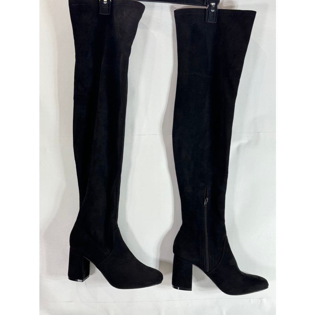 MIA Women's Black Stretch Faux Suede Beleza Tall Over-The-Knee Heeled Boots SZ 9