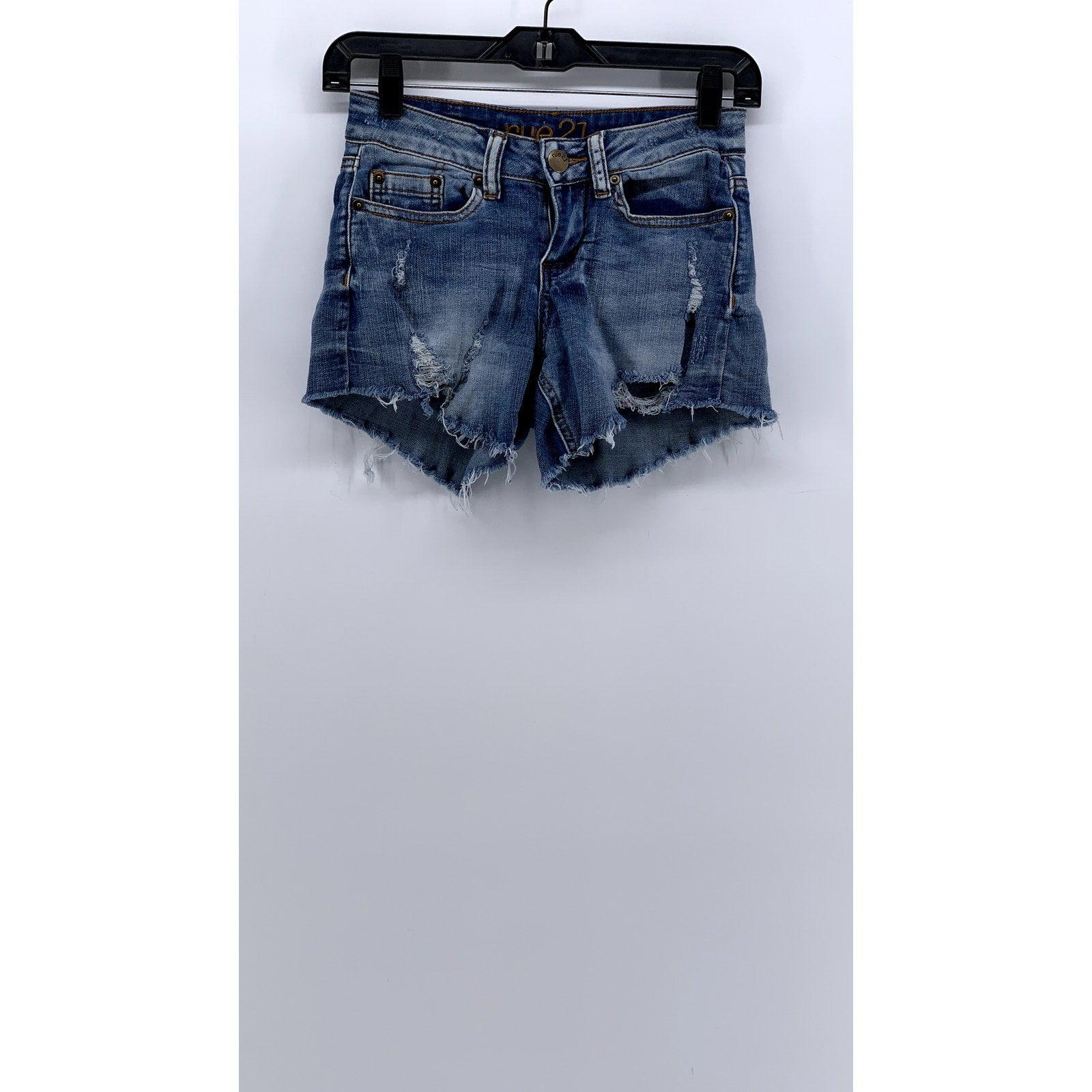RUE 21 Women's Blue Denim Cut-Off Distressed Shorts SZ 1/2