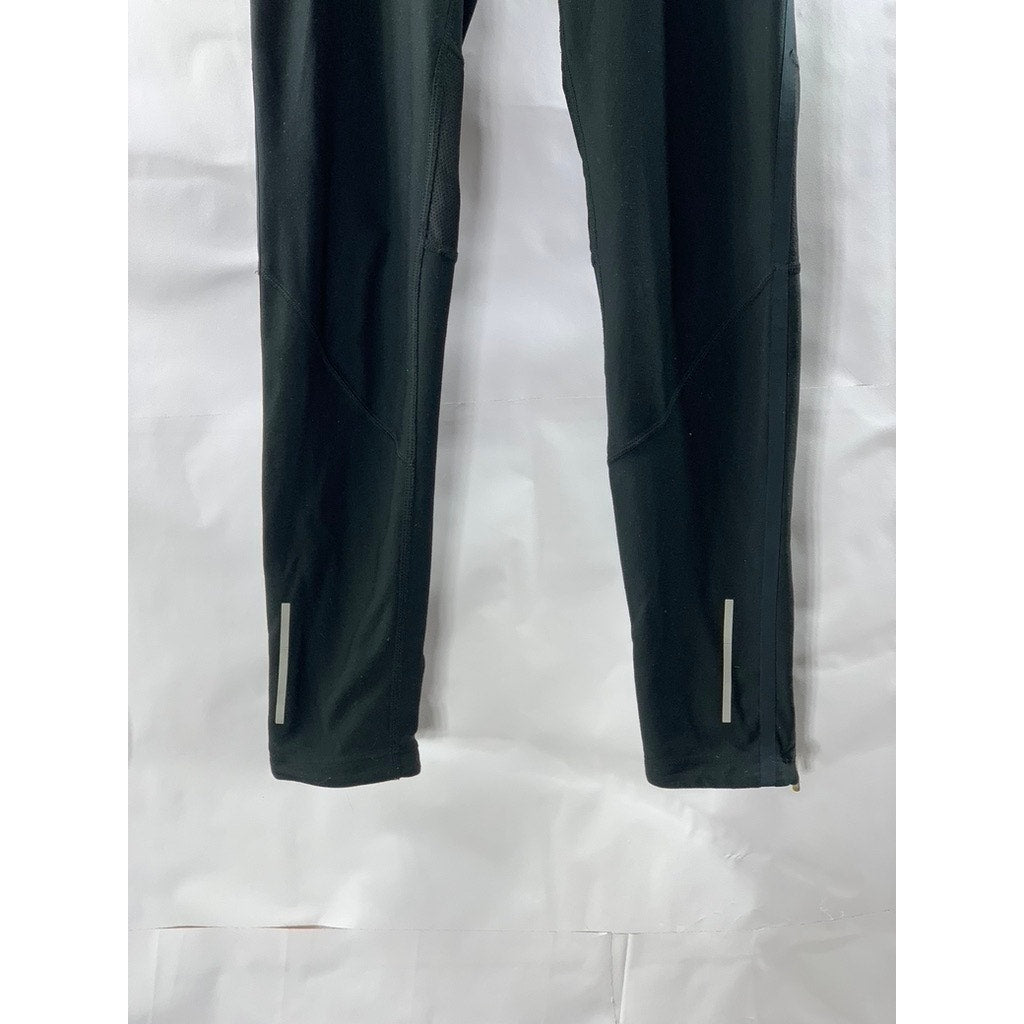 NIKE Women's Black Dri-Fit Reflective Zip-Ankle Inner Drawstring Leggings SZ S