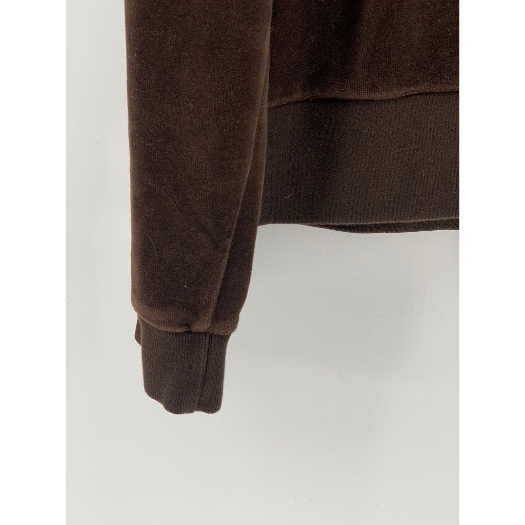 LAUREN RALPH LAUREN Women's Vintage Brown Velvet Snap-Button Sweater SZ L