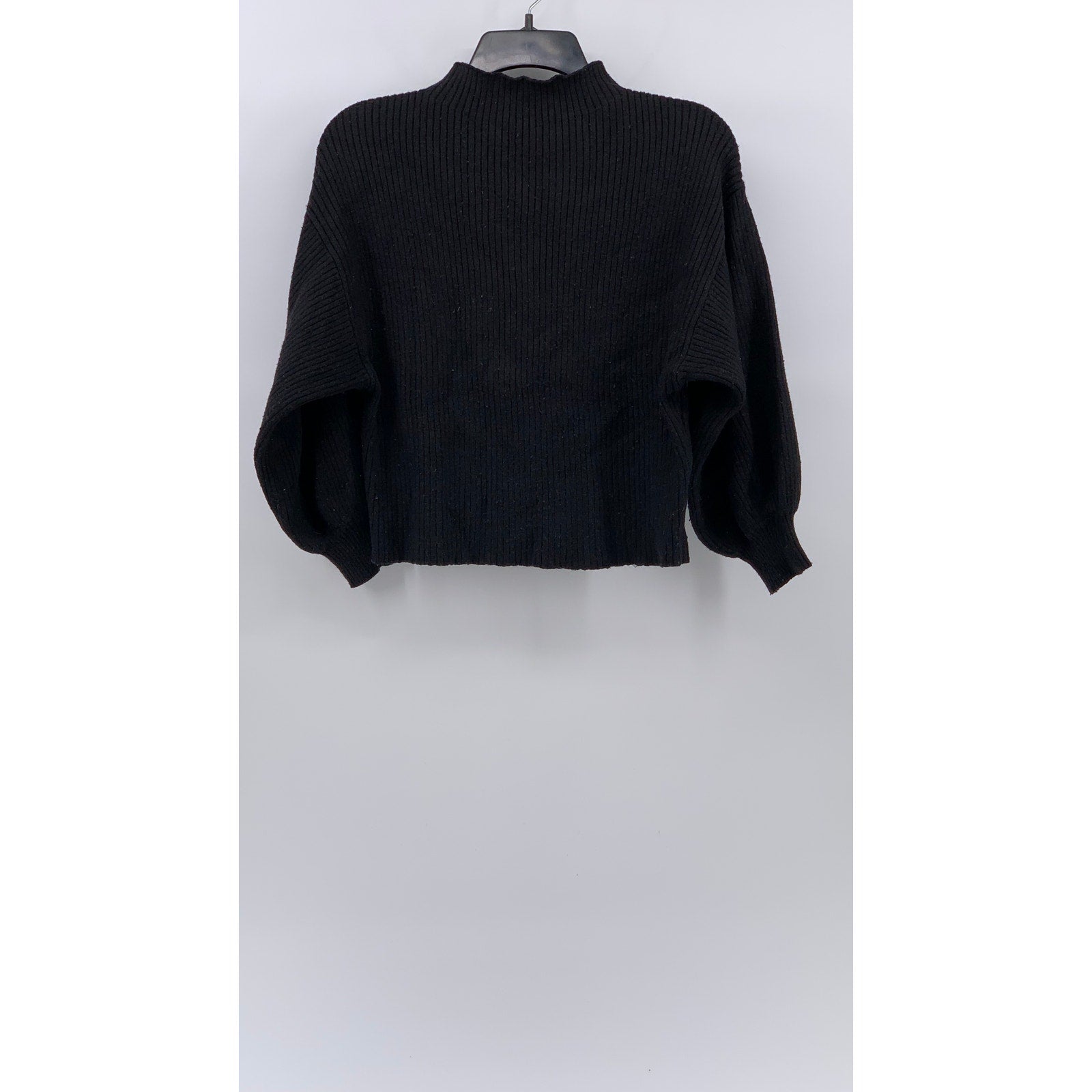 LINE DOT Women's Black Ribbed Mock-Neck Long Sleeve Pullover Sweater SZ S