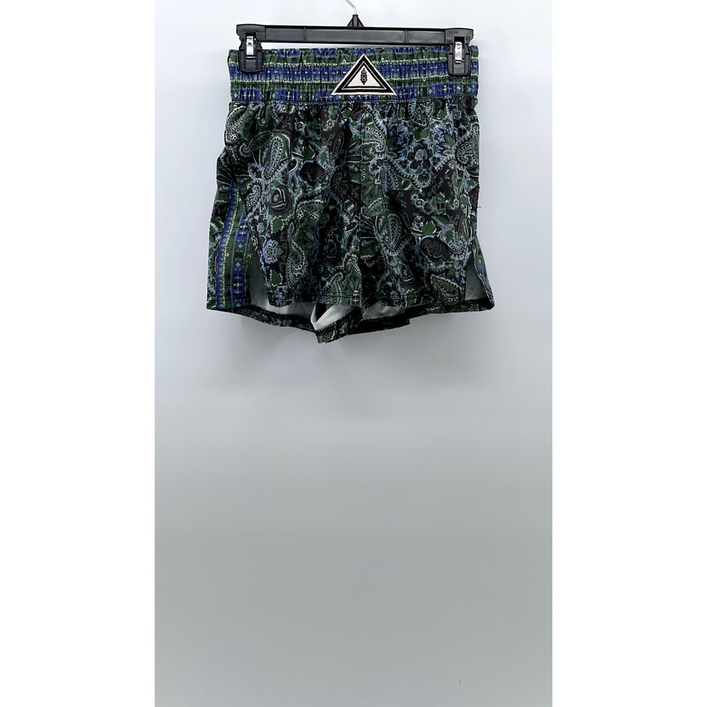 FREE PEOPLE MOVEMENT Women's Blue-Green Paisley High-Rise Casual Shorts SZ XS