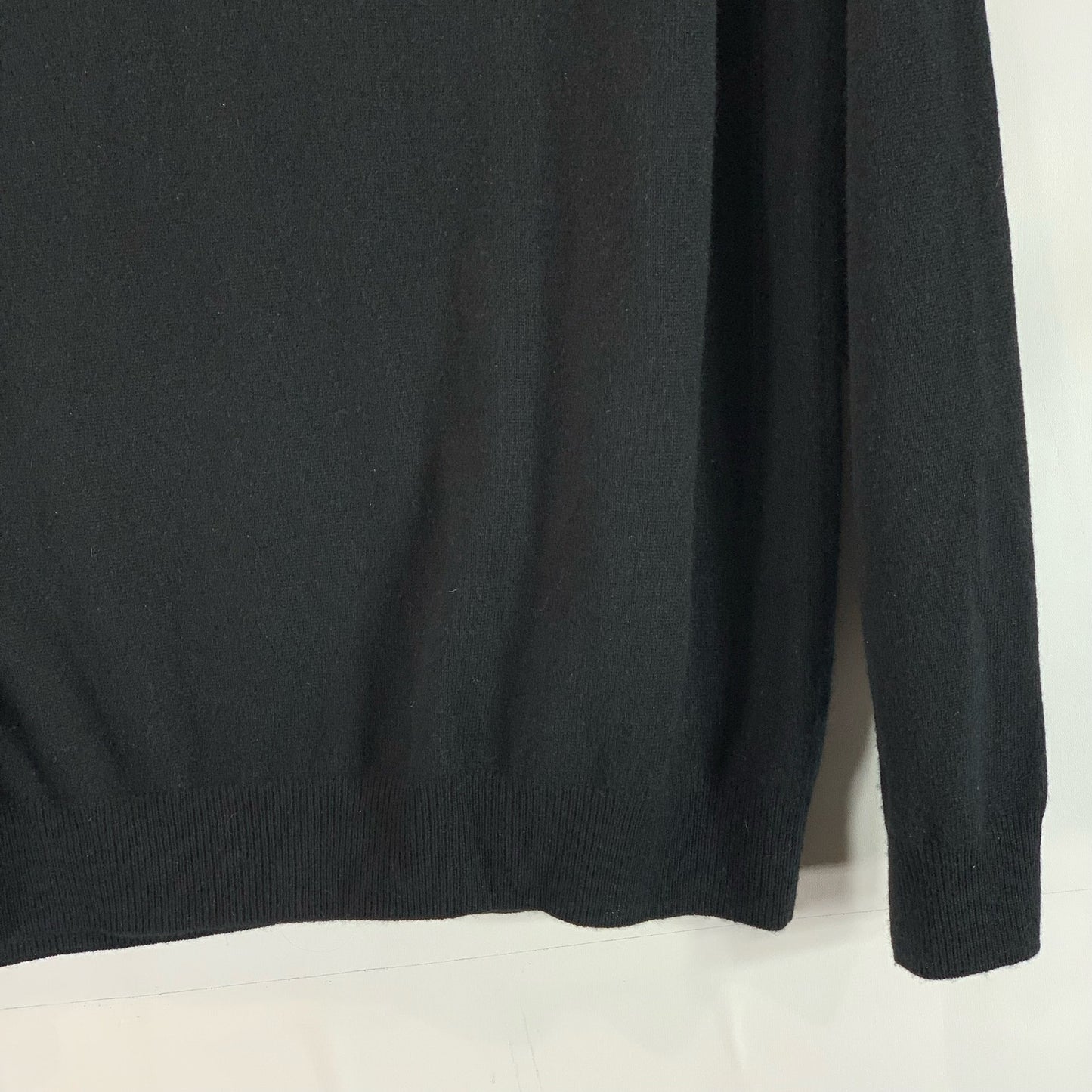 NEIMAN MARCUS Men's Black Solid Cashmere Quarter-Button Pullover Sweater SZ M