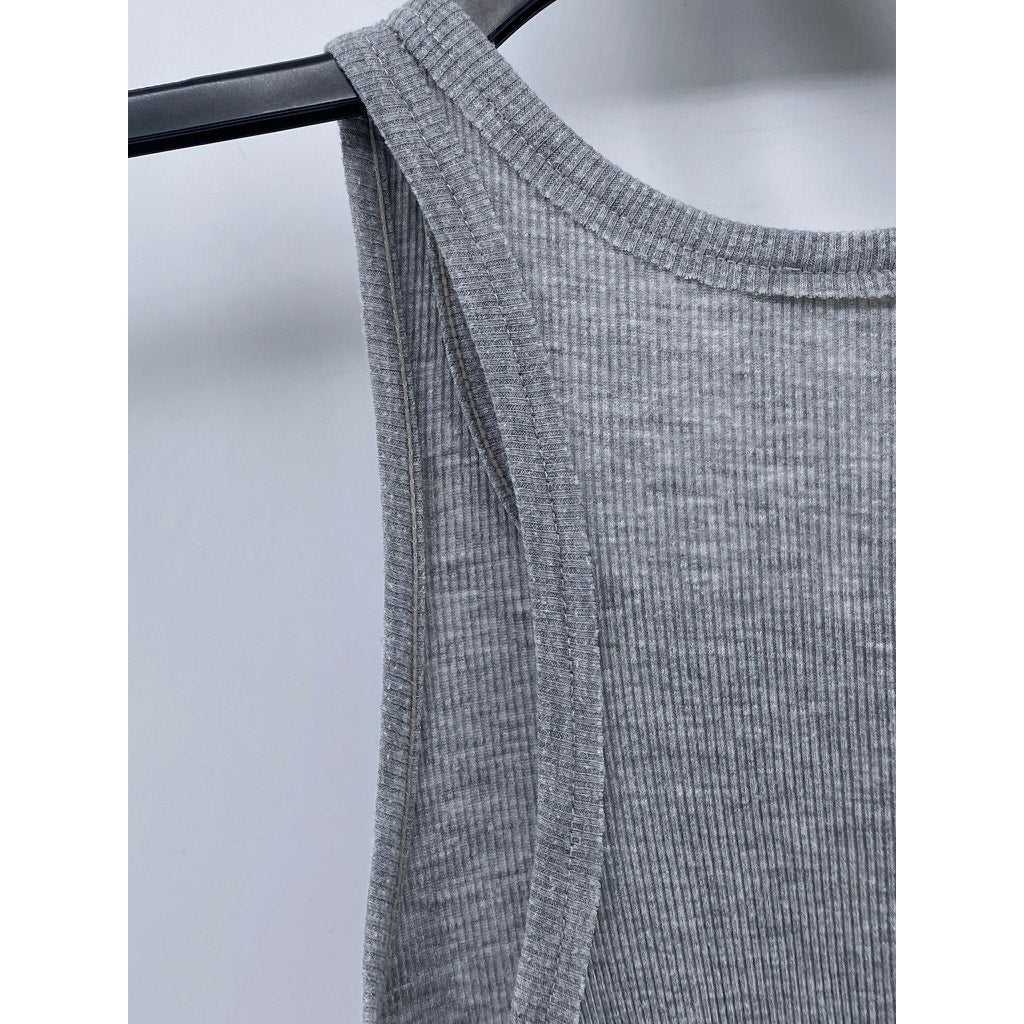 FREE PEOPLE INTIMATELY Women's Gray Ribbed Scoop-Neck Tunic Tank Top SZ S