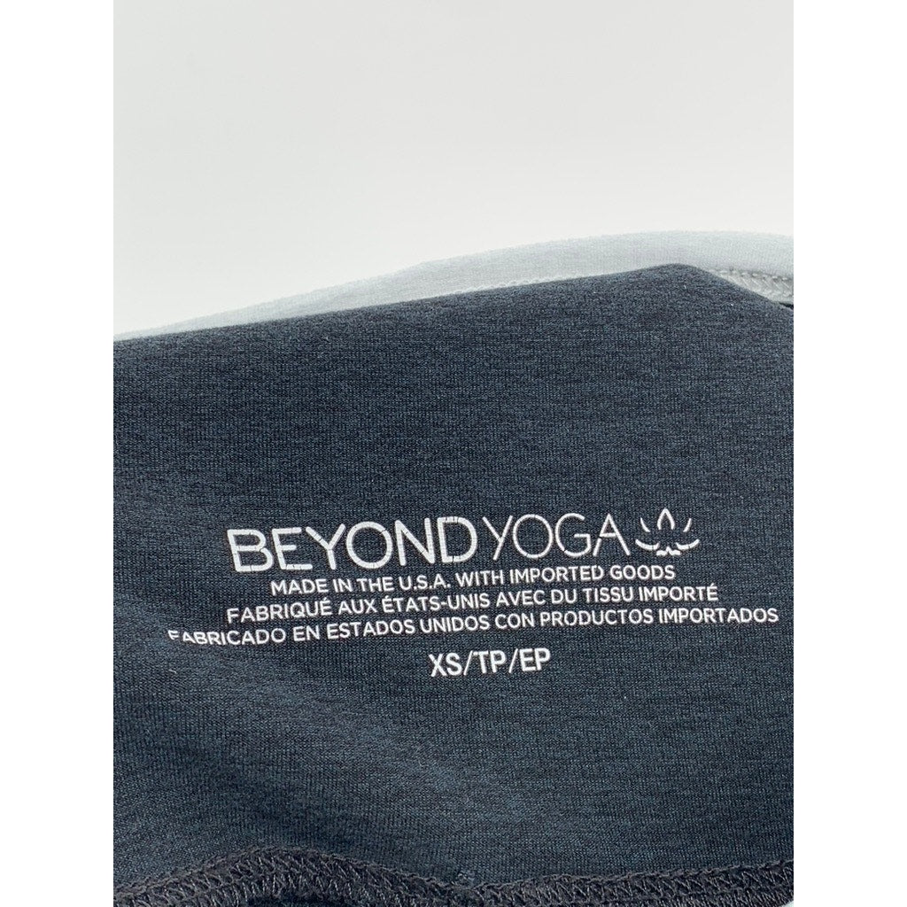 BEYOND YOGA Women's Black Striped High-Rise Ankle-Cropped Leggings SZ XS