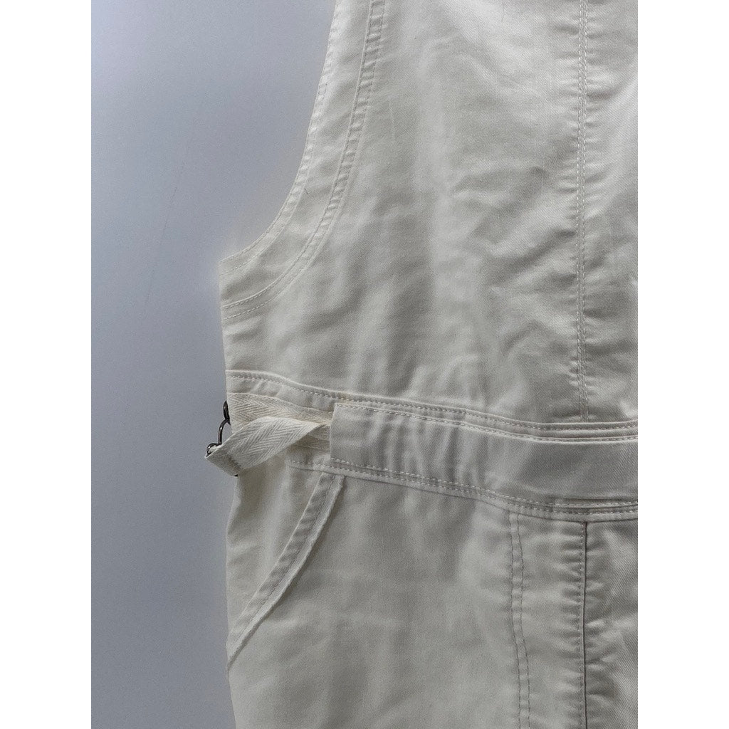 GREYLIN Women's White Denim Back-Zip Short Style Cuffed Overall SZ S