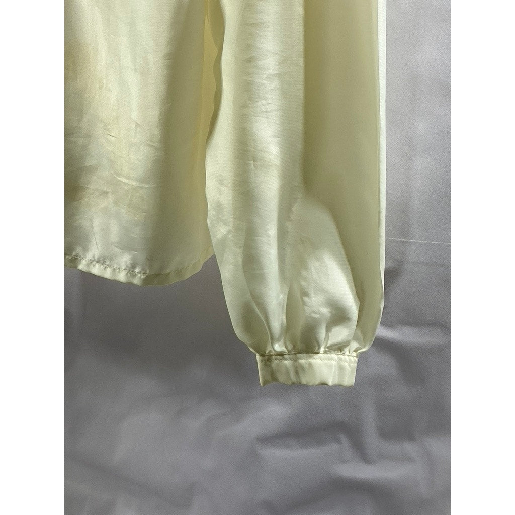PRESENT TENSE Women's Beige Tie-Bow Long Sleeve Lightweight Top SZ 12