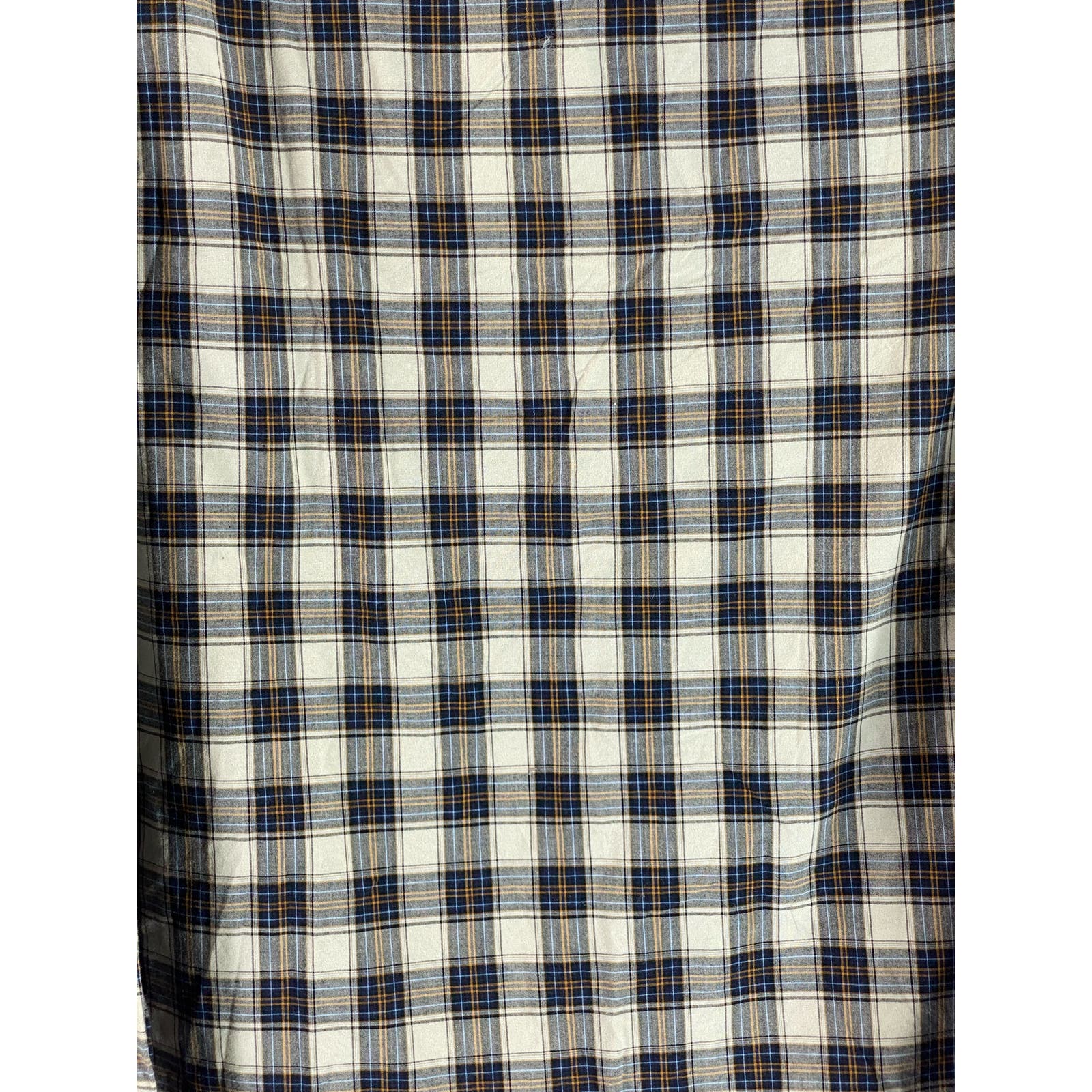 GOODFELLOW & CO Men's Cream/Blue Plaid Slim-Fit Button-Up Long Sleeve Shirt SZXL