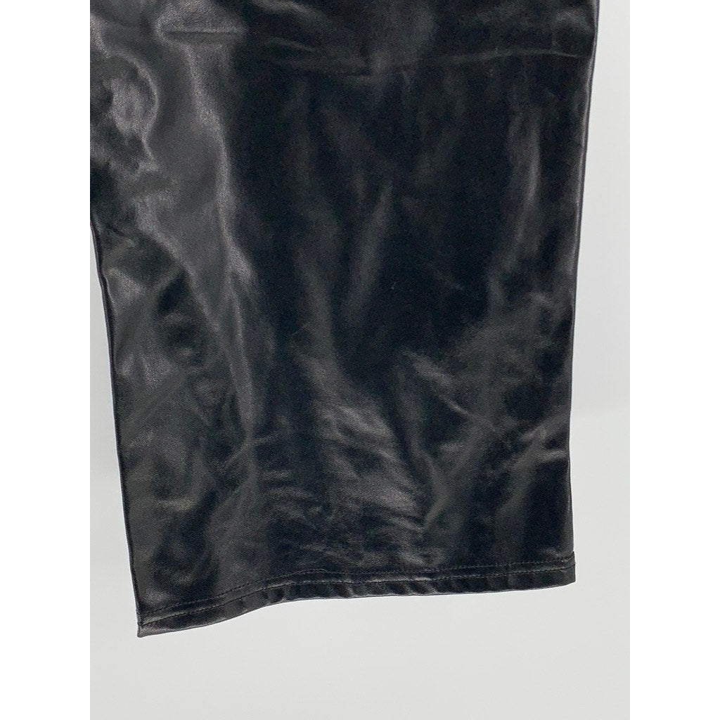 SHEIN Women's Black Faux-Leather Straight Leg Pants SZ S/Tall