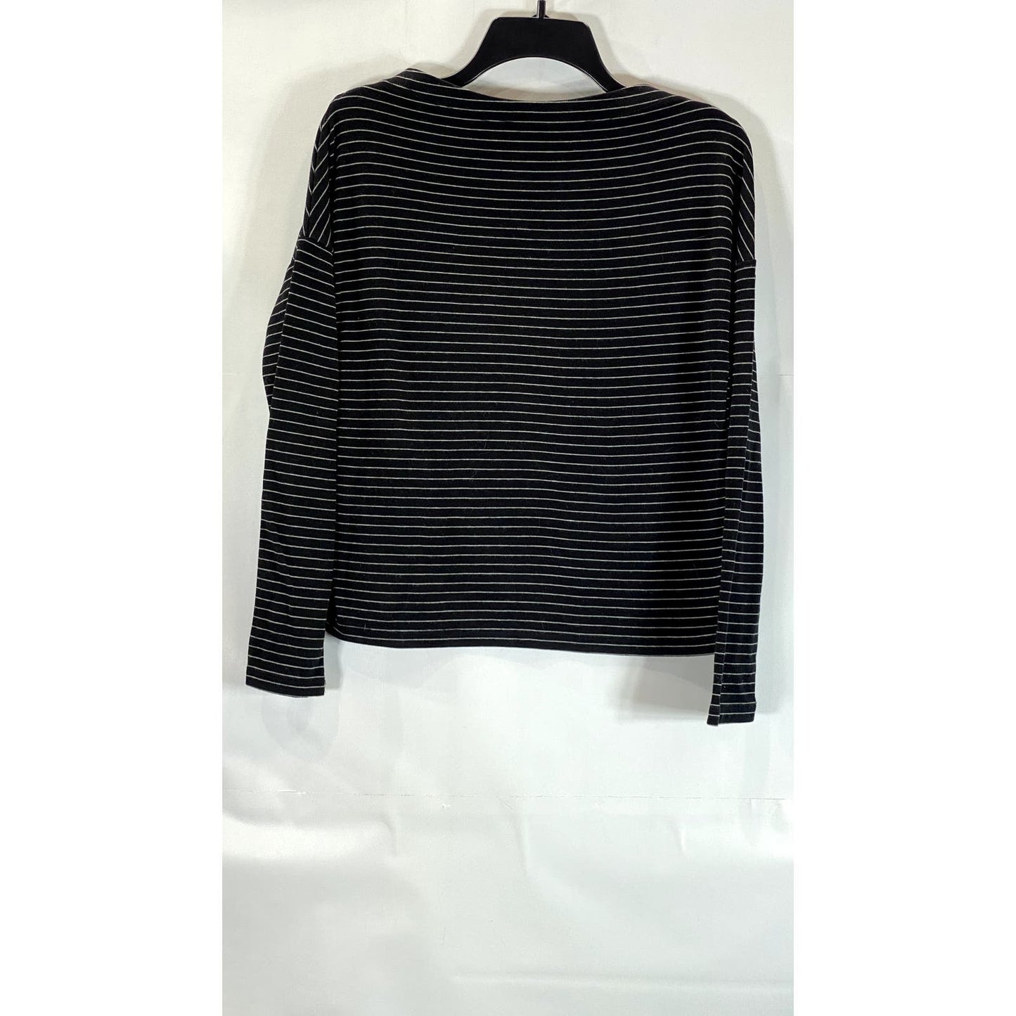 OAK + FORT Women's Black/White Striped Boatneck Long Sleeve Top SZ XS