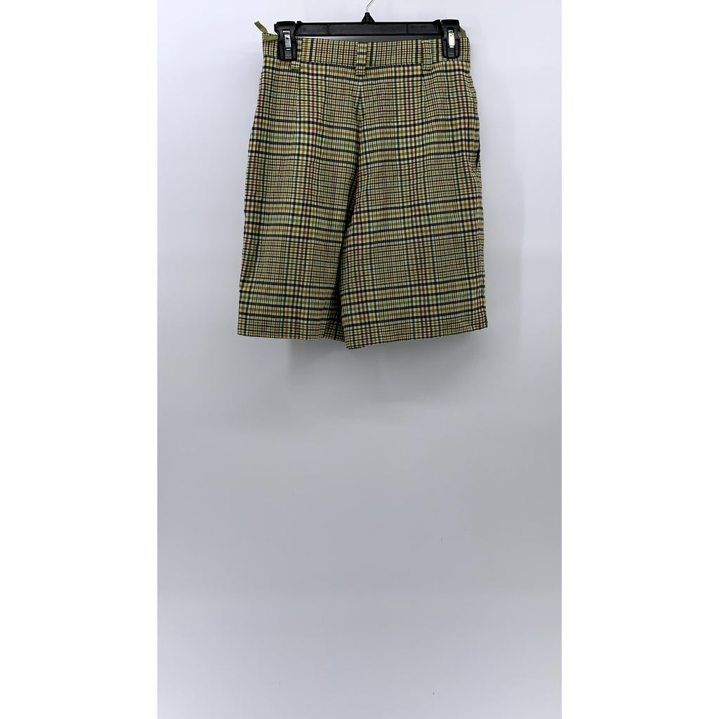 HIRSCH Women's Vintage Yellow Plaid 80's High-Rise Loose-Fit Shorts SZ 6