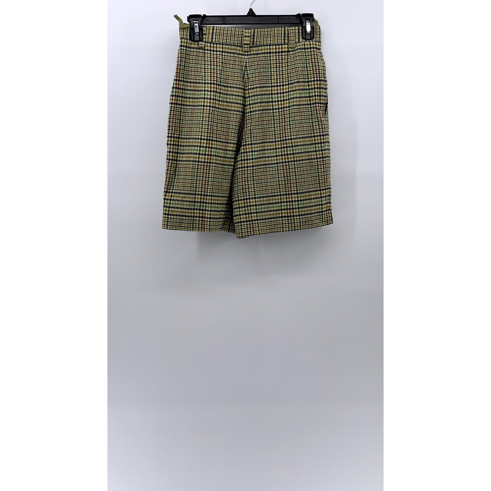 HIRSCH Women's Vintage Yellow Plaid 80's High-Rise Loose-Fit Shorts SZ 6