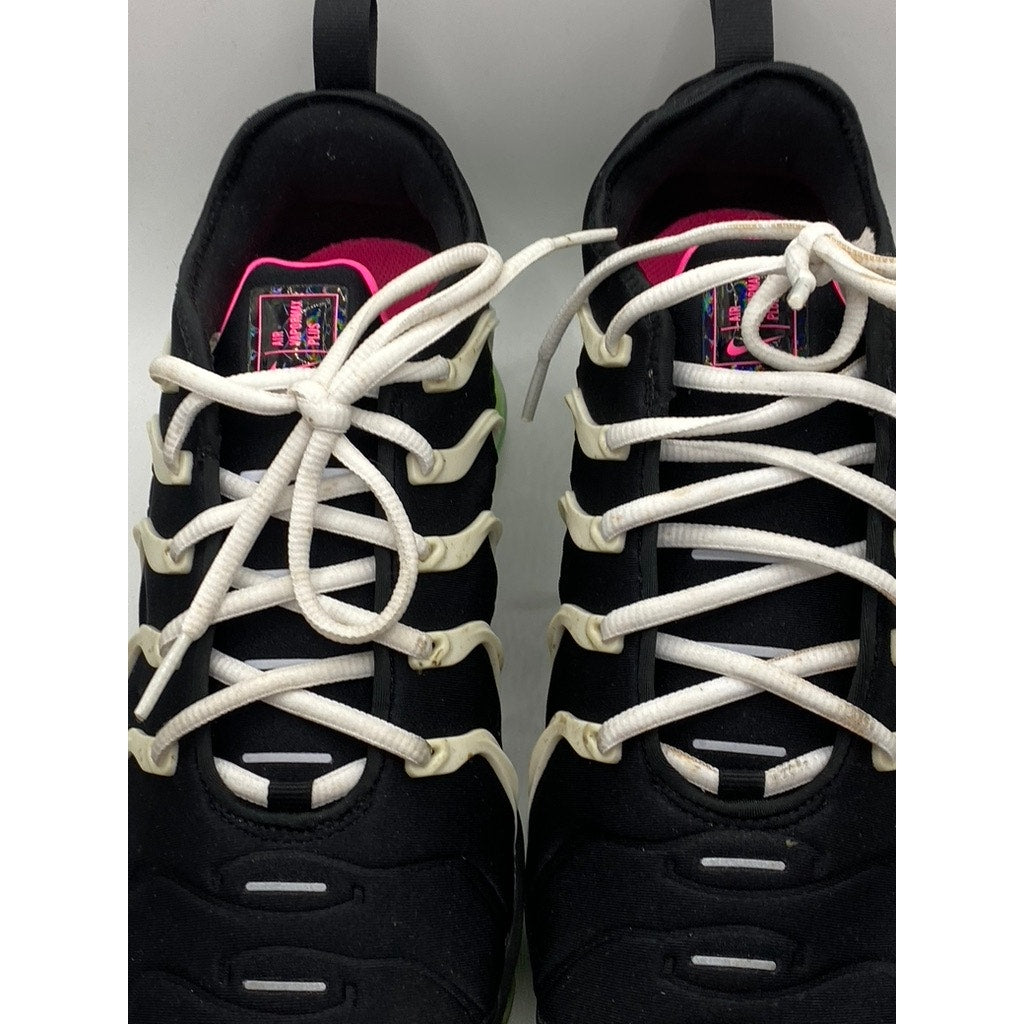NIKE Men's Black-Green-Pink Air Vapormax Plus Lace-Up Athletic Sneakers SZ 10