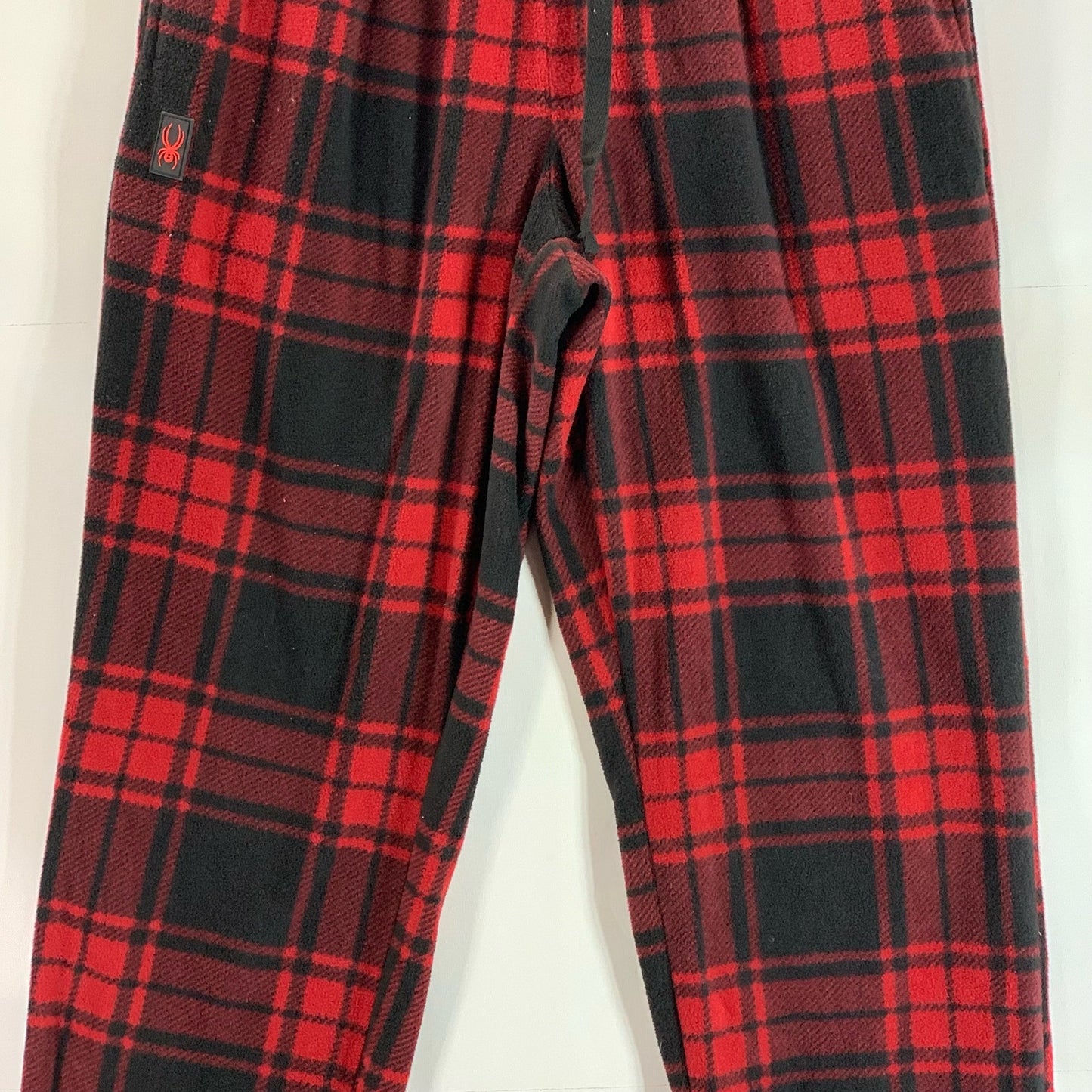 SPYDER Men's Black/Red Plaid Drawstring Relaxed-Fit Pull-On Pajama Pants SZ M