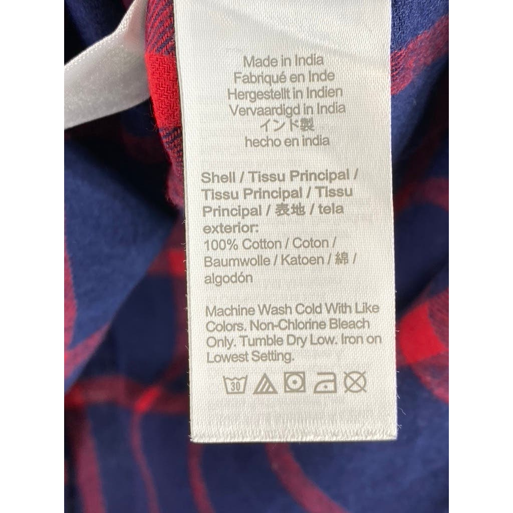 J. CREW Men's Navy Plaid Classic-Fit Button-Up Long Sleeve Flannel Shirt SZ XL