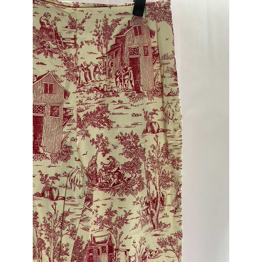 WHITE STAG Women's Vintage Tusk Red-White Printed Prairie Capri Pant SZ 10