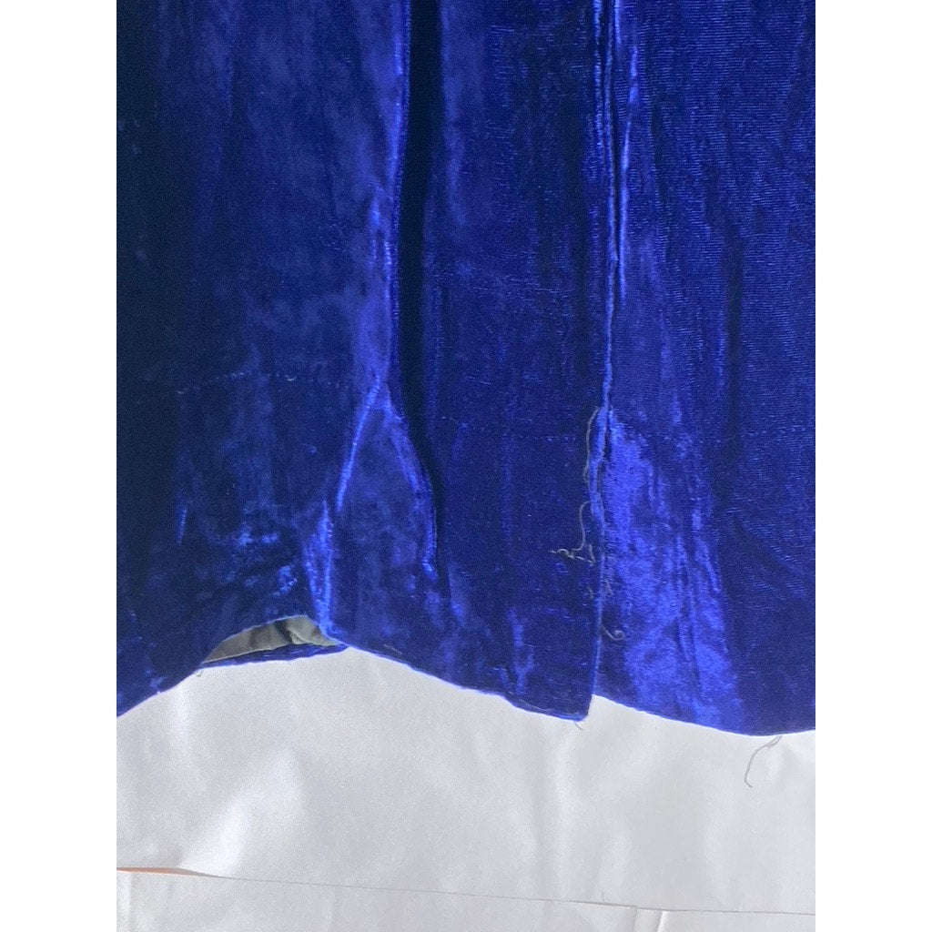 UNBRANDED Men's Royal Blue Velvet Notch Collar Two-Button Blazer SZ S