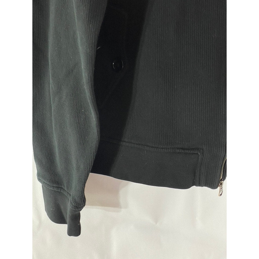 BANANA REPUBLIC Men's Black Rib Stand Collar Zip-Up Long Sleeve Sweater SZ L