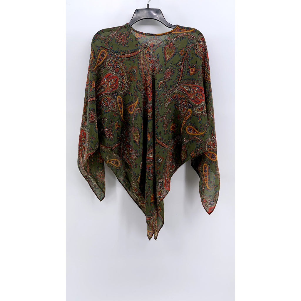 UNBRANDED Women's Green Paisley Semi-Sheer Poncho SZ OS