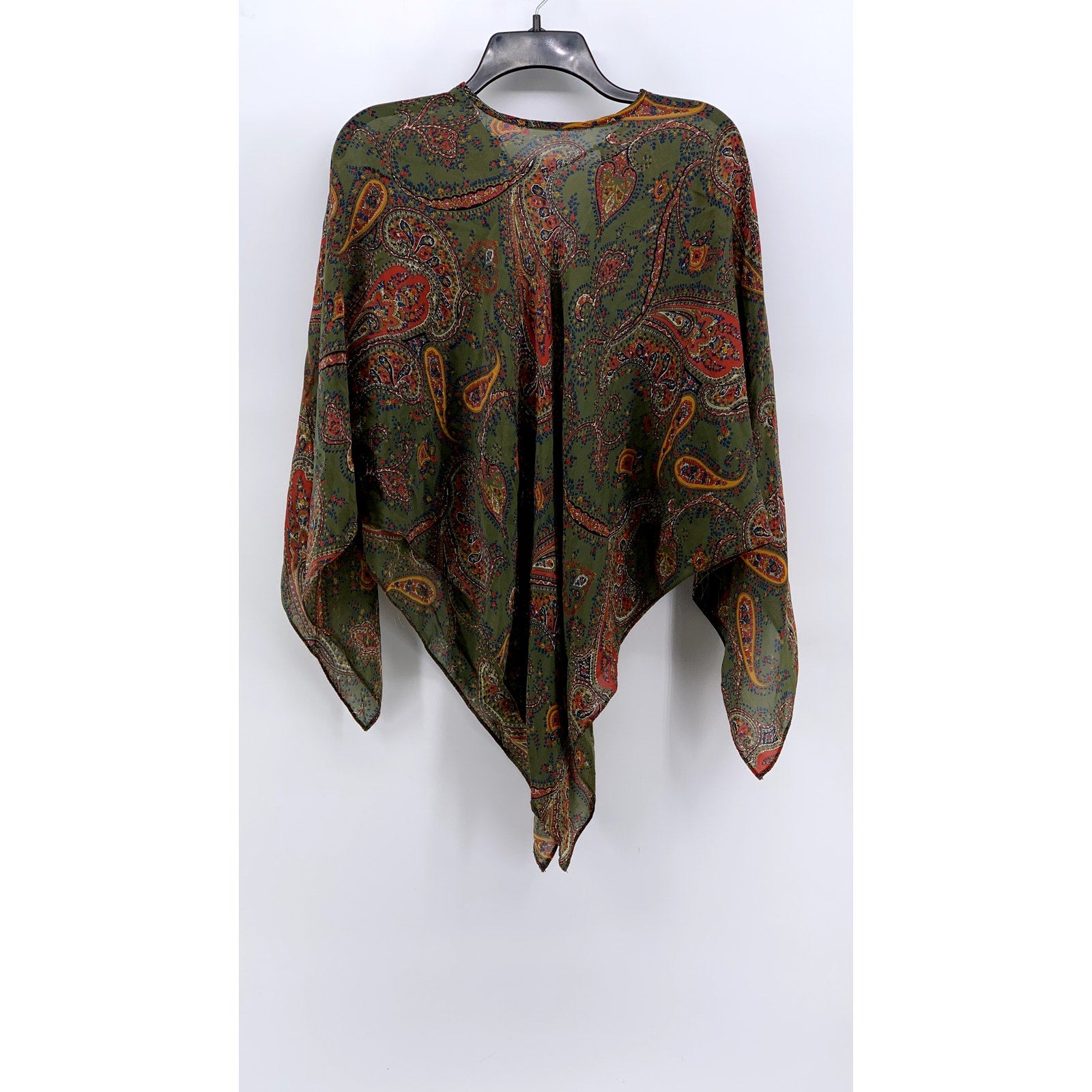 UNBRANDED Women's Green Paisley Semi-Sheer Poncho SZ OS