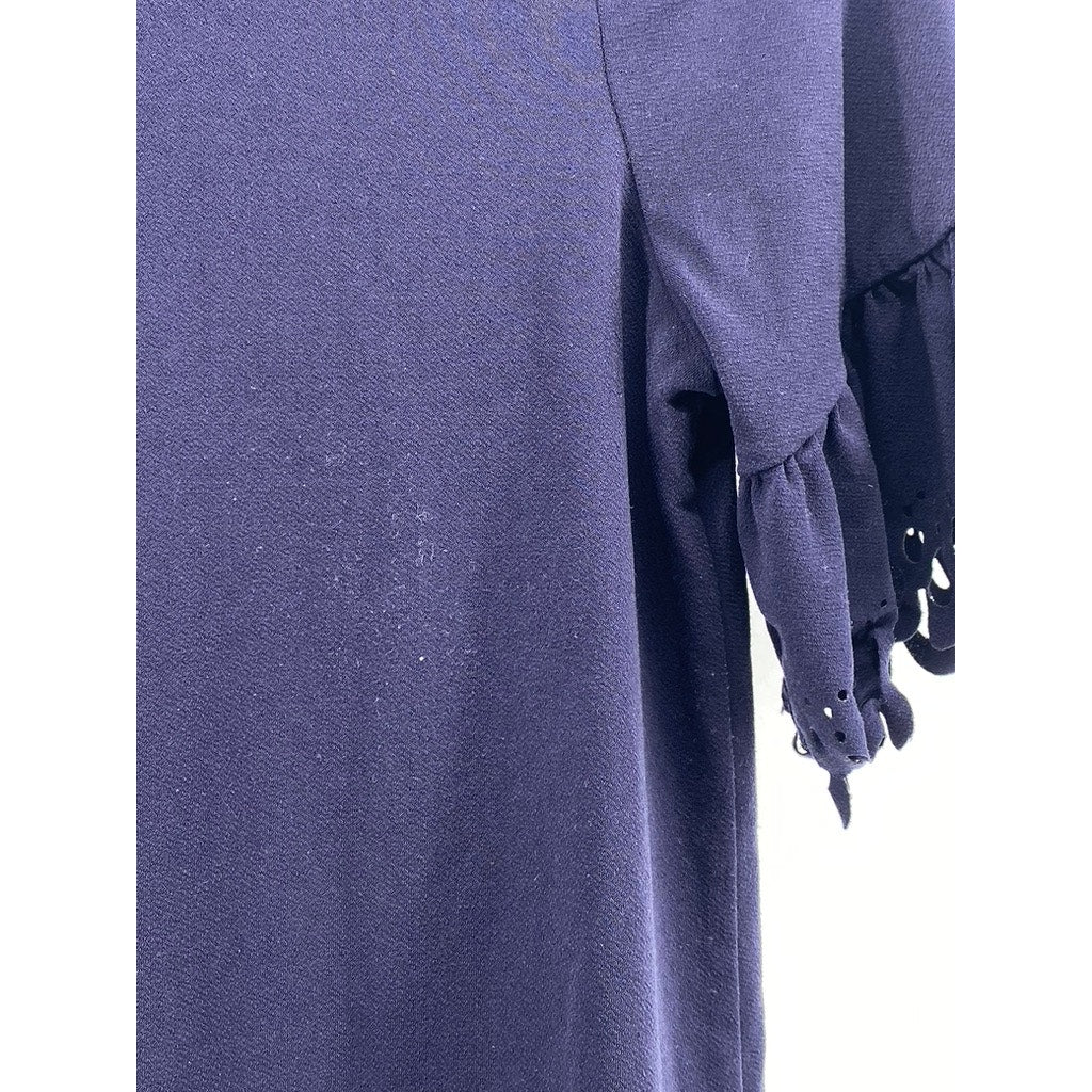 BANANA REPUBLIC Women's Dark Navy Crewneck Short Lazer-Cut Sleeve Top SZ XS