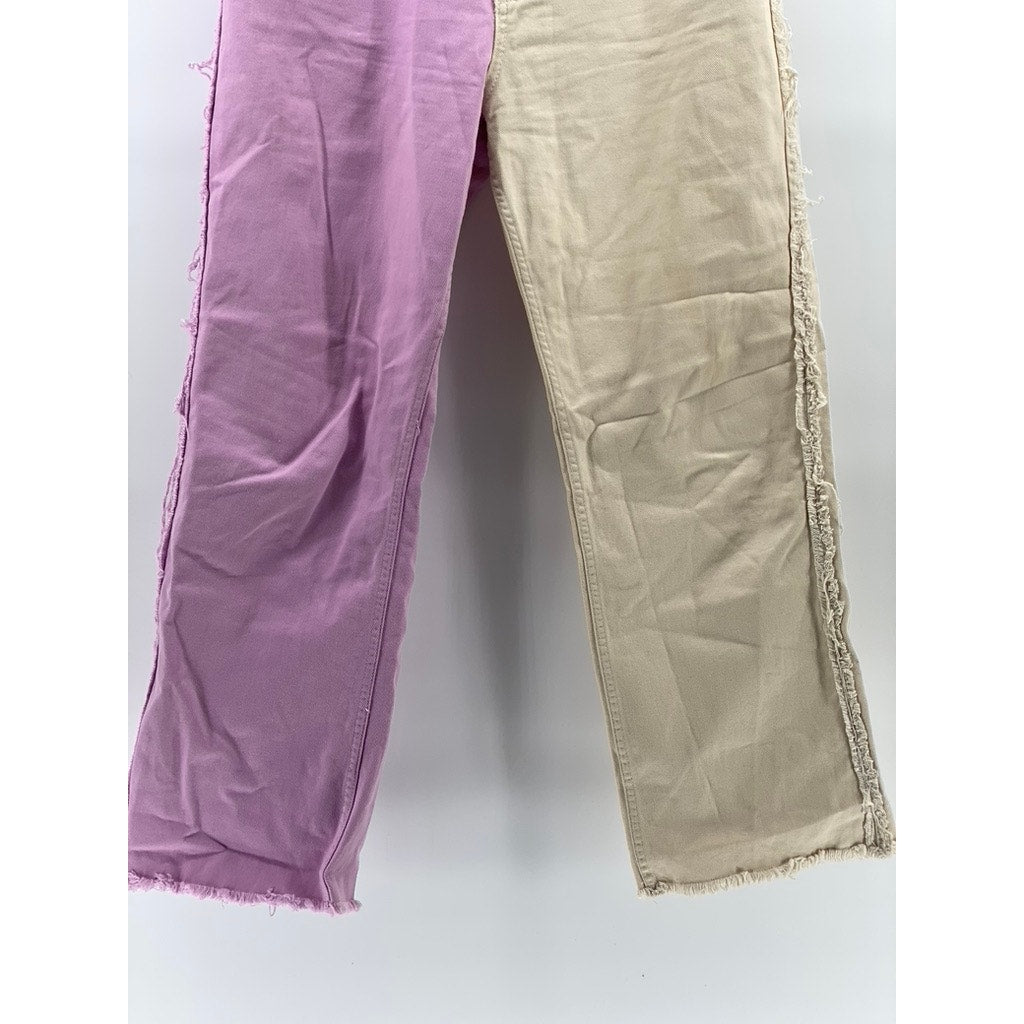 RAGGED JEANS Women's Lilac-Beige Two-Tone Straight-Leg Frayed Jean SZ 30