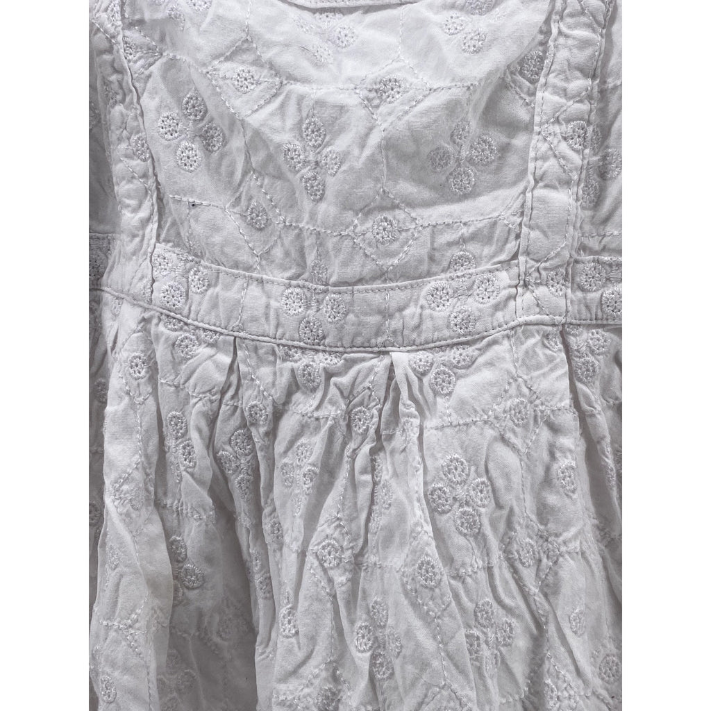 OLD NAVY Women's White Calla Lily Straight Neck Tie-Sleeve Mini Babydoll Dress S