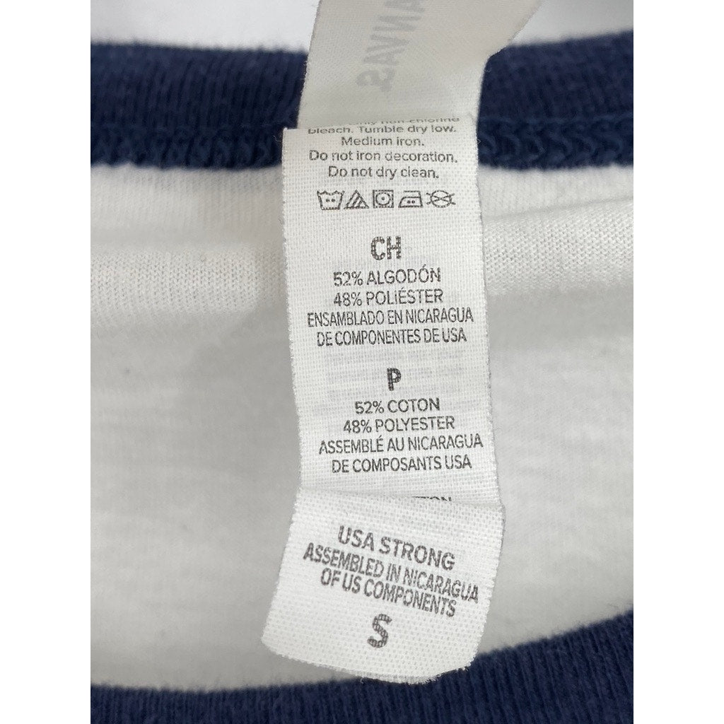 BELLA + CONVAS Women's Navy Blue-White Agatha All Along Crewneck Top SZ S