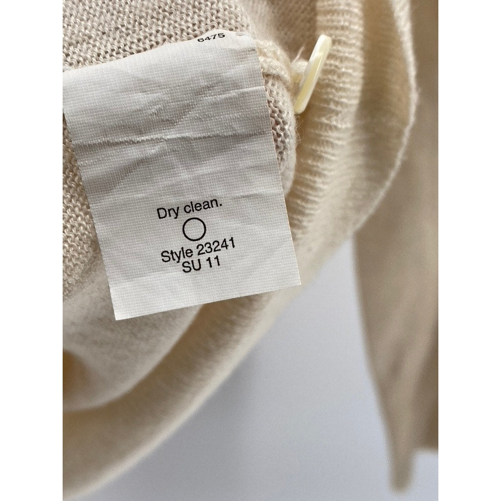 J.CREW Women's Beige Knit Crewneck Button-Up Long Sleeve Cashmere Cardigan SZ S