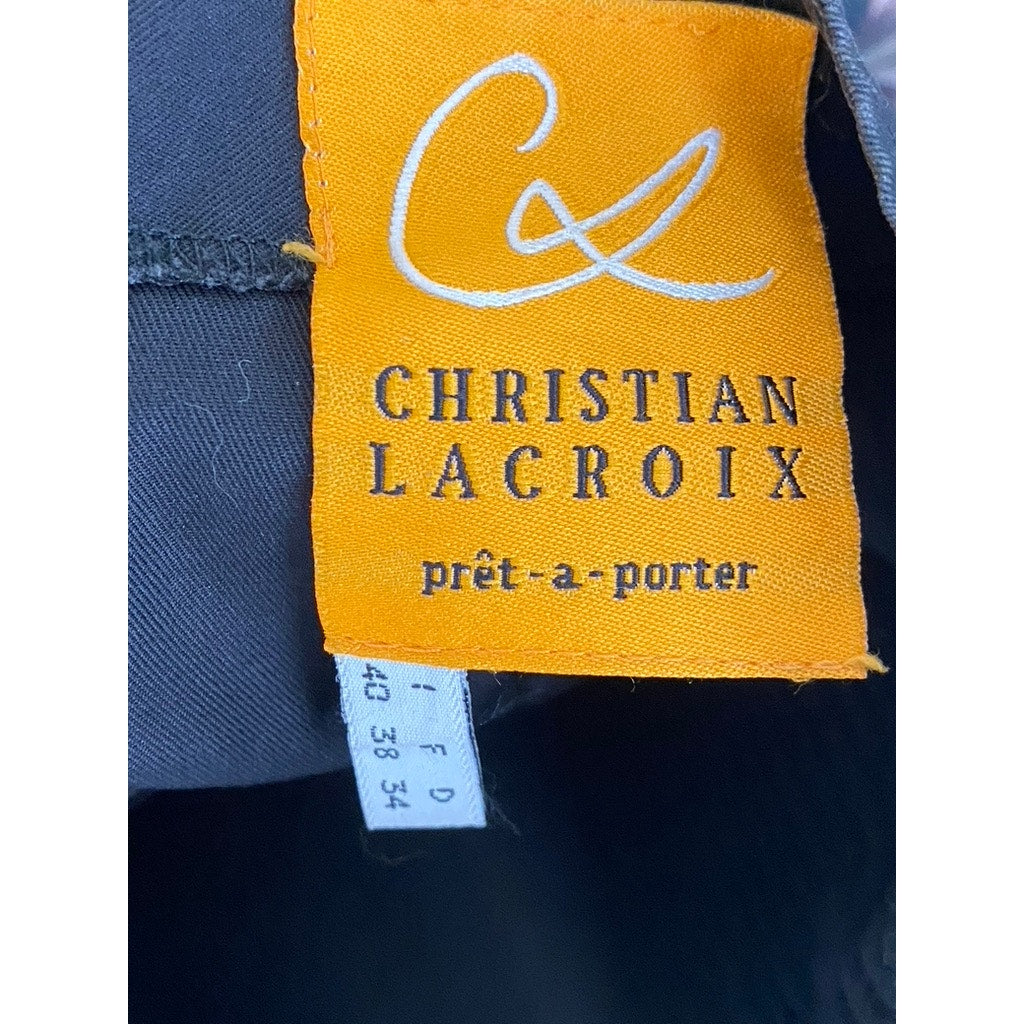 CHRISTIAN LACROIX Women's Black Lace-Up Smocked Side A-Line Mini Skirt SZ 6