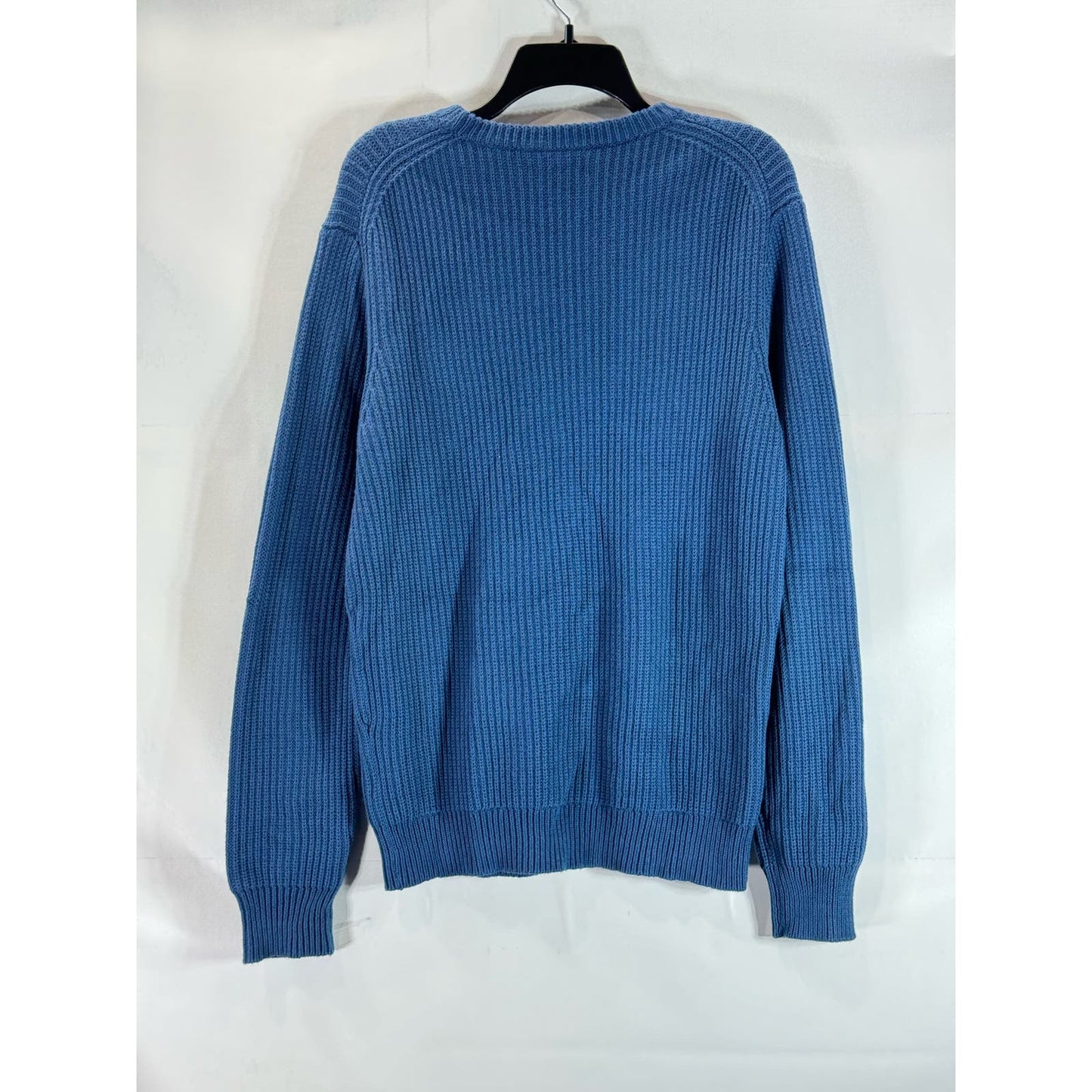 J.CREW Men's Blue Cotton Ribbed Crewneck Knit Pullover Sweater SZ M