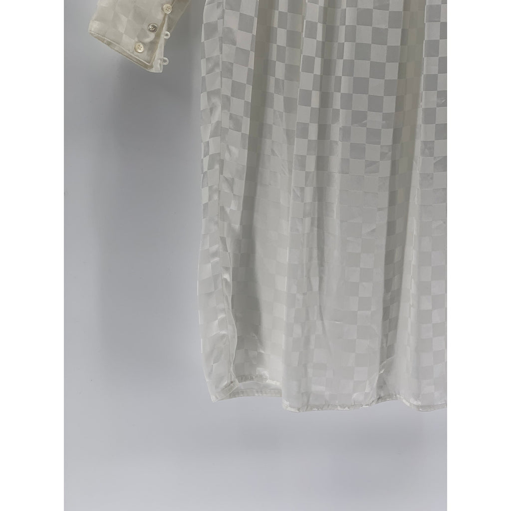 PURE ARGENTI Women's Vintage White Checkered Long Sleeve Midi Dress SZ 8