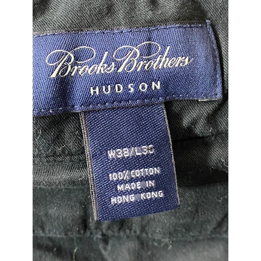 BROOKS BROTHERS Men's Black Solid Hudson-Fit Chino Pants SZ 38X30