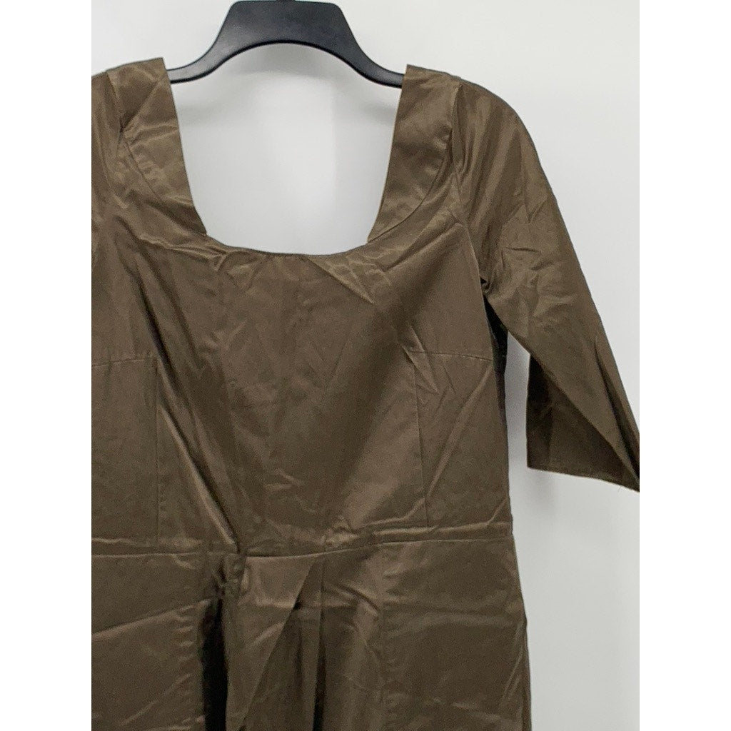 EMERAL Women's Olive Green Scoop-Neck Elbow Sleeve Sheath Knee Length Dress SZ M