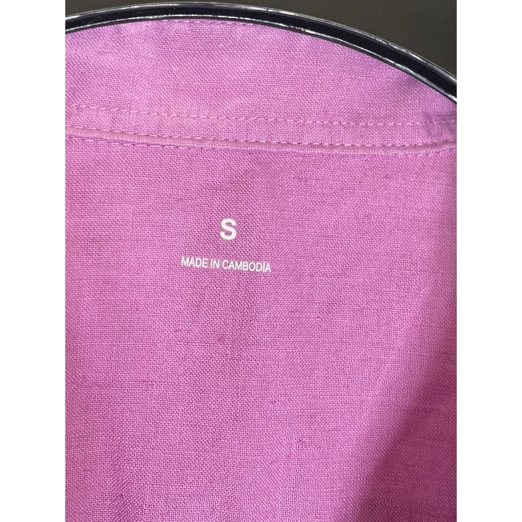 MUJI Men's Light Purple Hemp Blend Regular-Fit Button-Up Long Sleeve Shirt SZ S