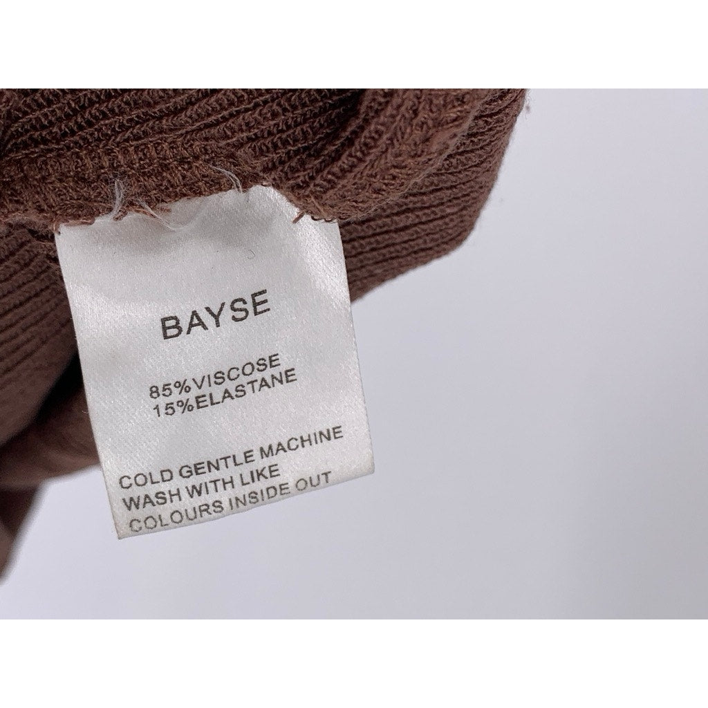 BAYSE Women's Brown Knit One-Shoulder Long Sleeve Knit Top SZ M