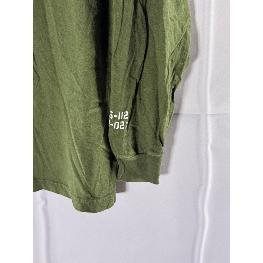 UNDEFEATED Men's Long Sleeve Green Strike Logo Casual Cotton Top SZ M