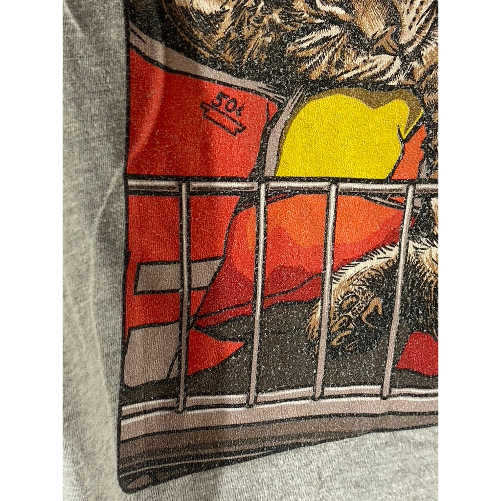 GILDAN Men's Gray Bodega Cats Graphic Crewneck Short Sleeve T-Shirt SZ S