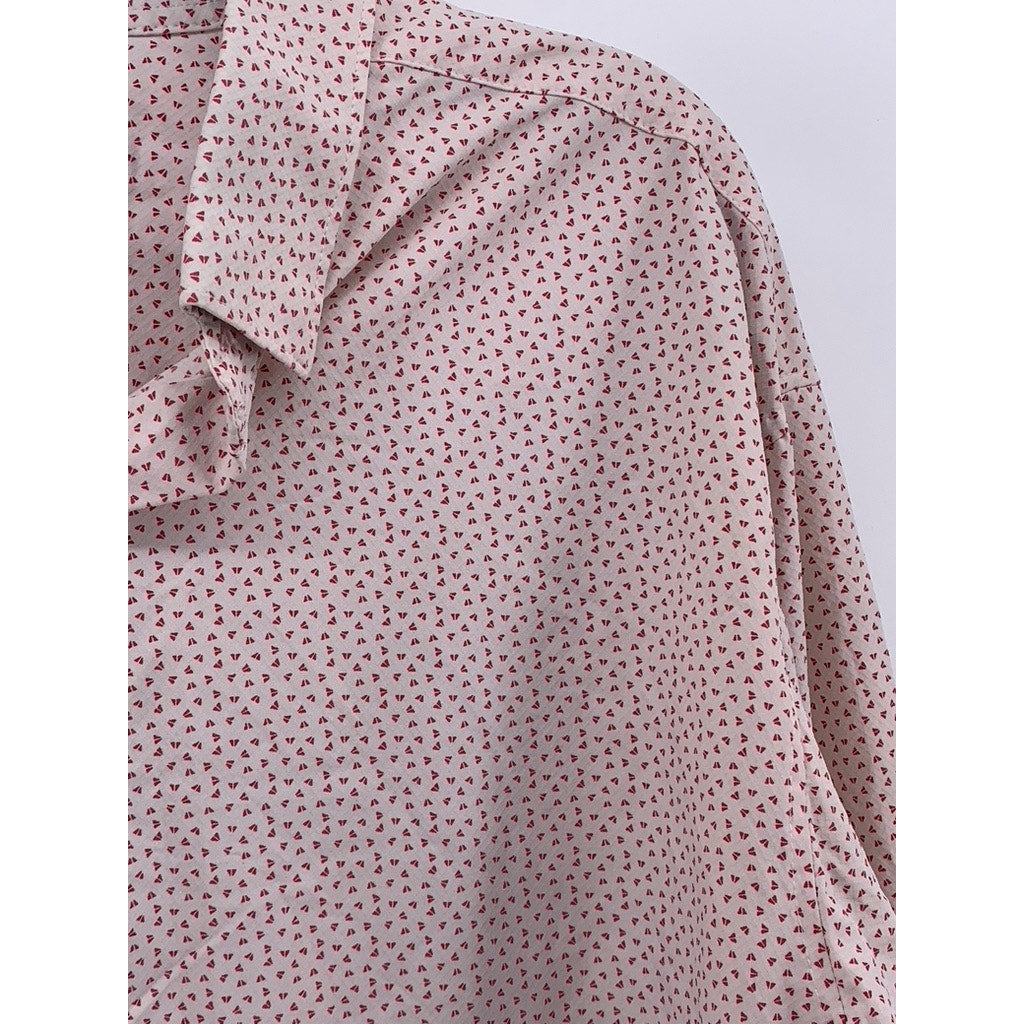 ALFANI Men's Pink Printed Regular-Fit Button-Up Long Sleeve Shirt SZ 17/17.5