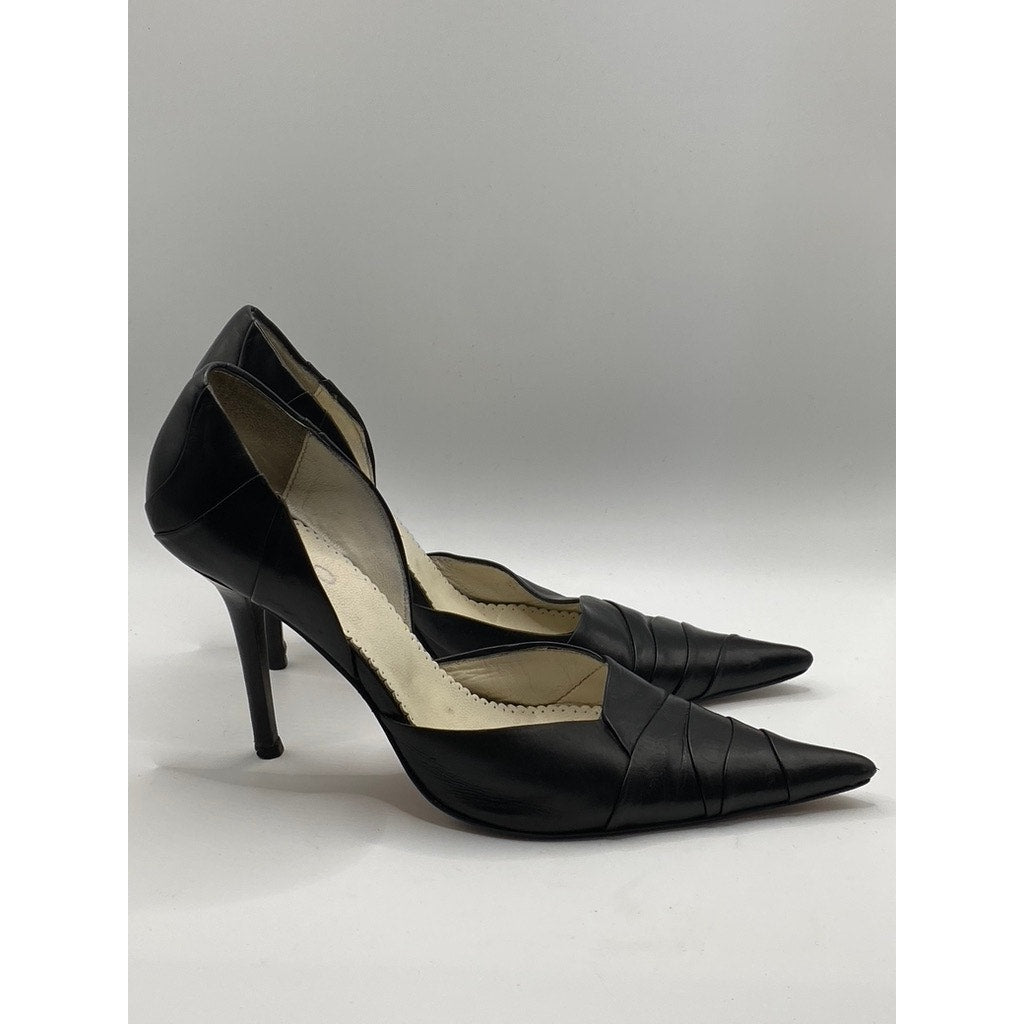 ALDO Women's Black Leather Pleated Pointed-Toe Slip-On Stiletto Pumps SZ US 6.5