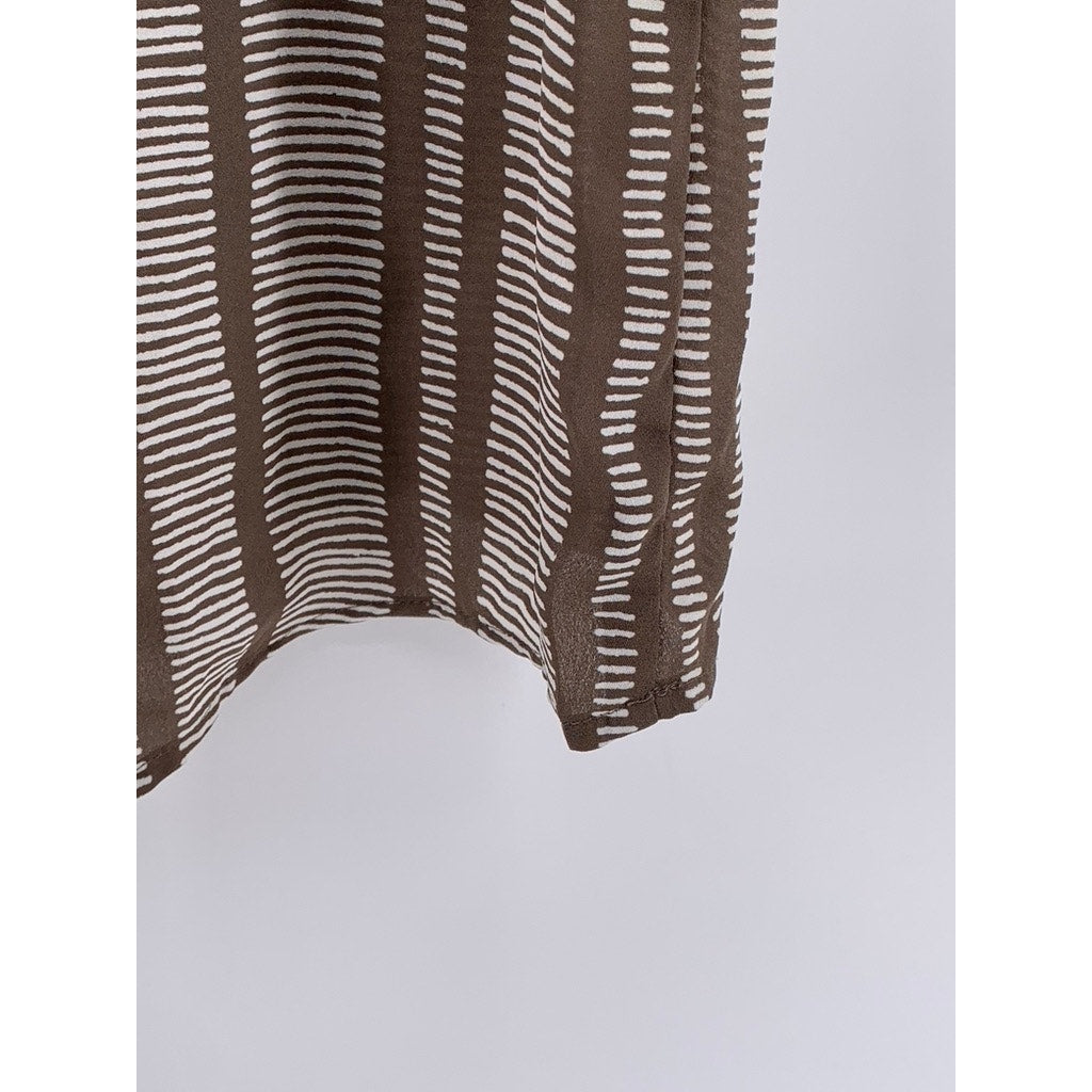 ANN TAYLOR LOFT Women's Brown Striped Scoop-Neck Short Sleeve Top SZ S