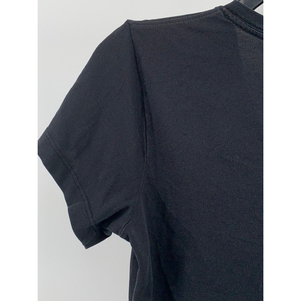 NIKE Women's Black-White V-Neck Swoosh Short Sleeve Active Top SZ S