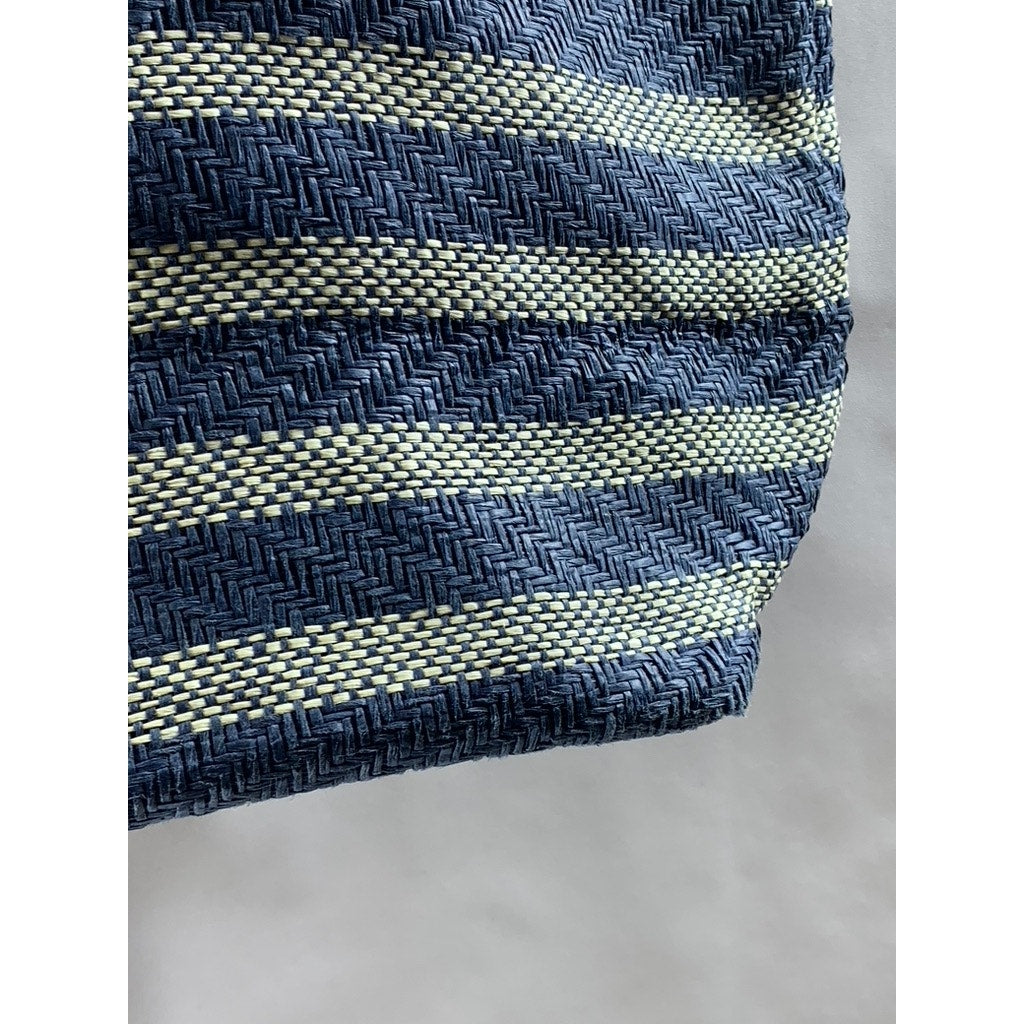 H&M Women's Blue-White Straw Woven Striped Shoulder Bag