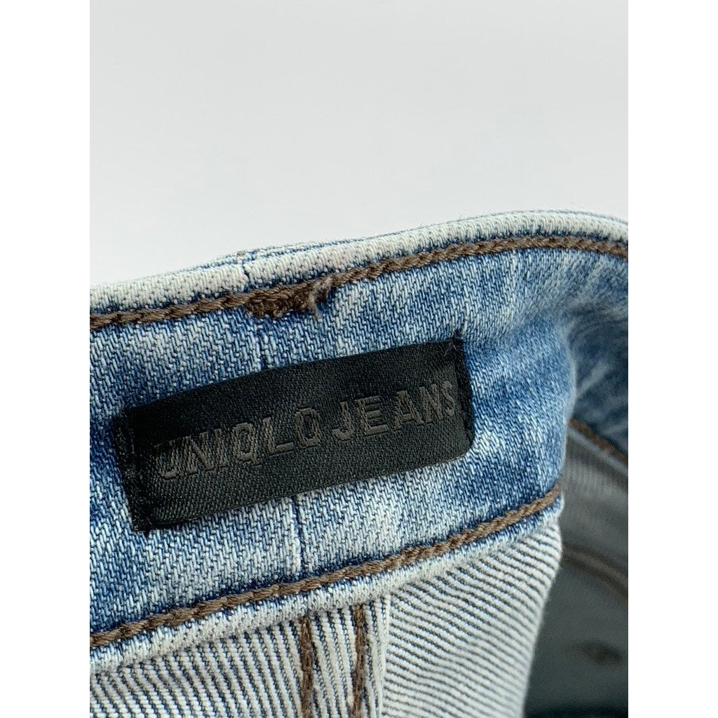 UNIQLO Men's Light Blue Distressed Ultra Stretch Skinny Fit Denim Jeans SZ 32