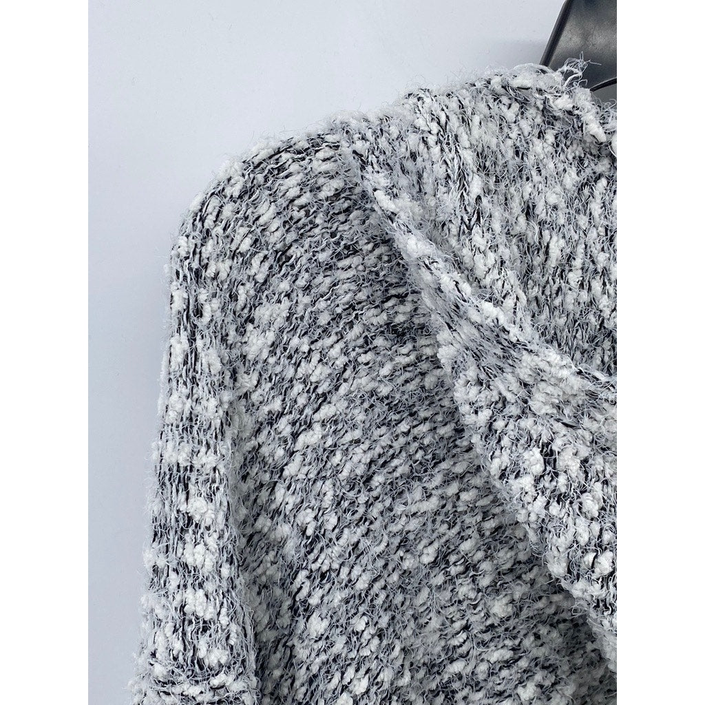 MUDD Women’s Marled Gray Knit Open-Front Hooded Cardigan SZ M