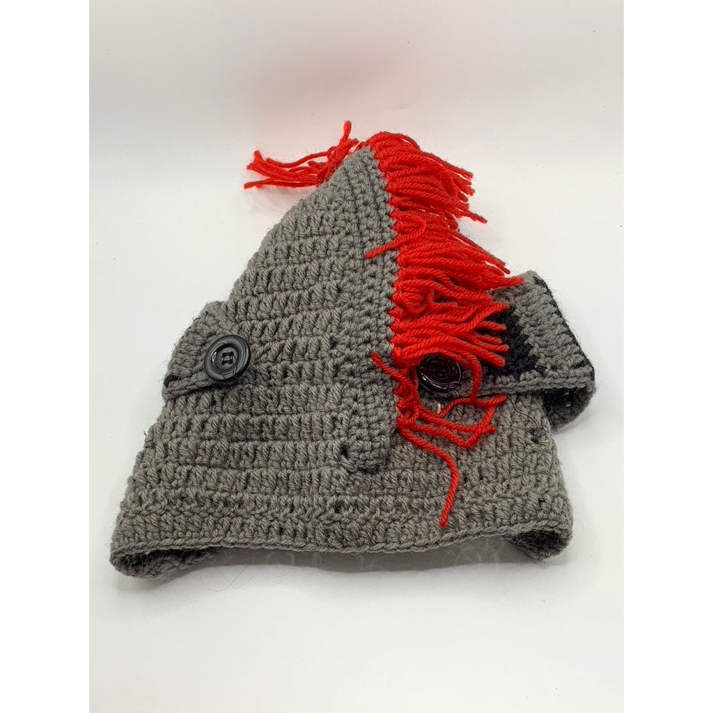 UNBRANDED Gray Crochet Kni Knight Warrior Beanie Hat SZ OS