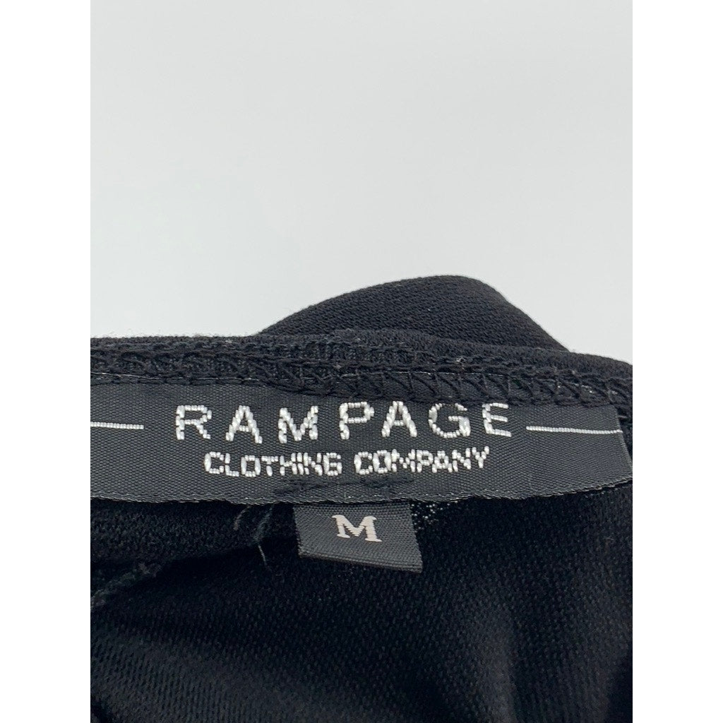 RAMPAGE Women's Black Ruffle-Trim Sleeveless Midi Formal V-Neck Dress SZ M